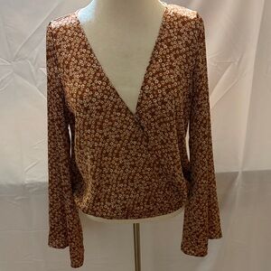 Sadie & Sage Floral V-Neck Blouse - Brown
